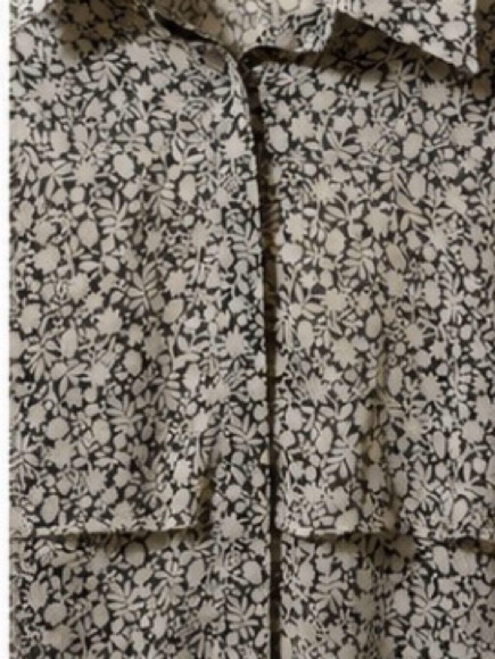 Olivia James Floral Ruffle Blouse Small Black Cream Layered Boho Top - Picture 3 of 5